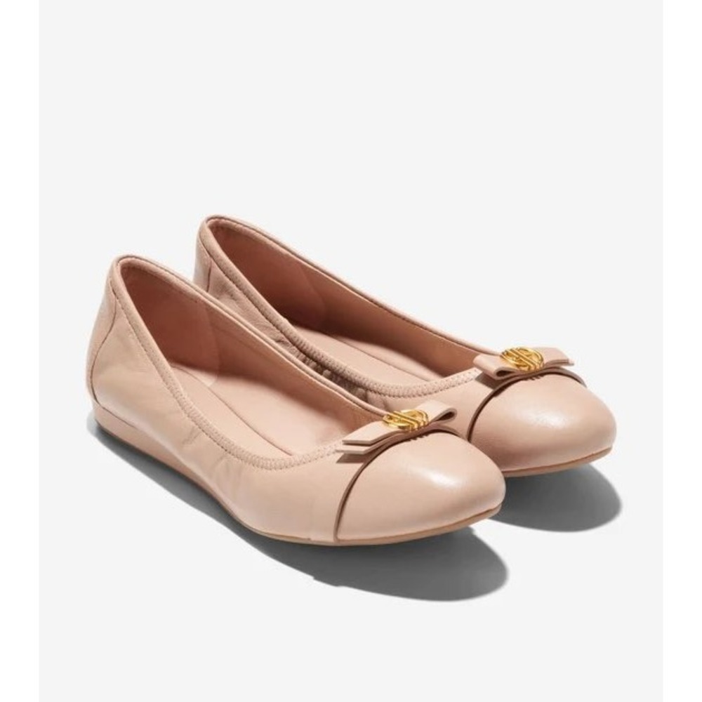Cole Haan Tova Bow W29184 Ballet Flat Light Beige Leather Size 10B